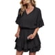 thumbnail image 1 of Vestido con volantes para mujer, adorno con volantes, Color puro, cuello en V, corbata, vestido corto elegante de moda para primavera y verano, 1 of 8