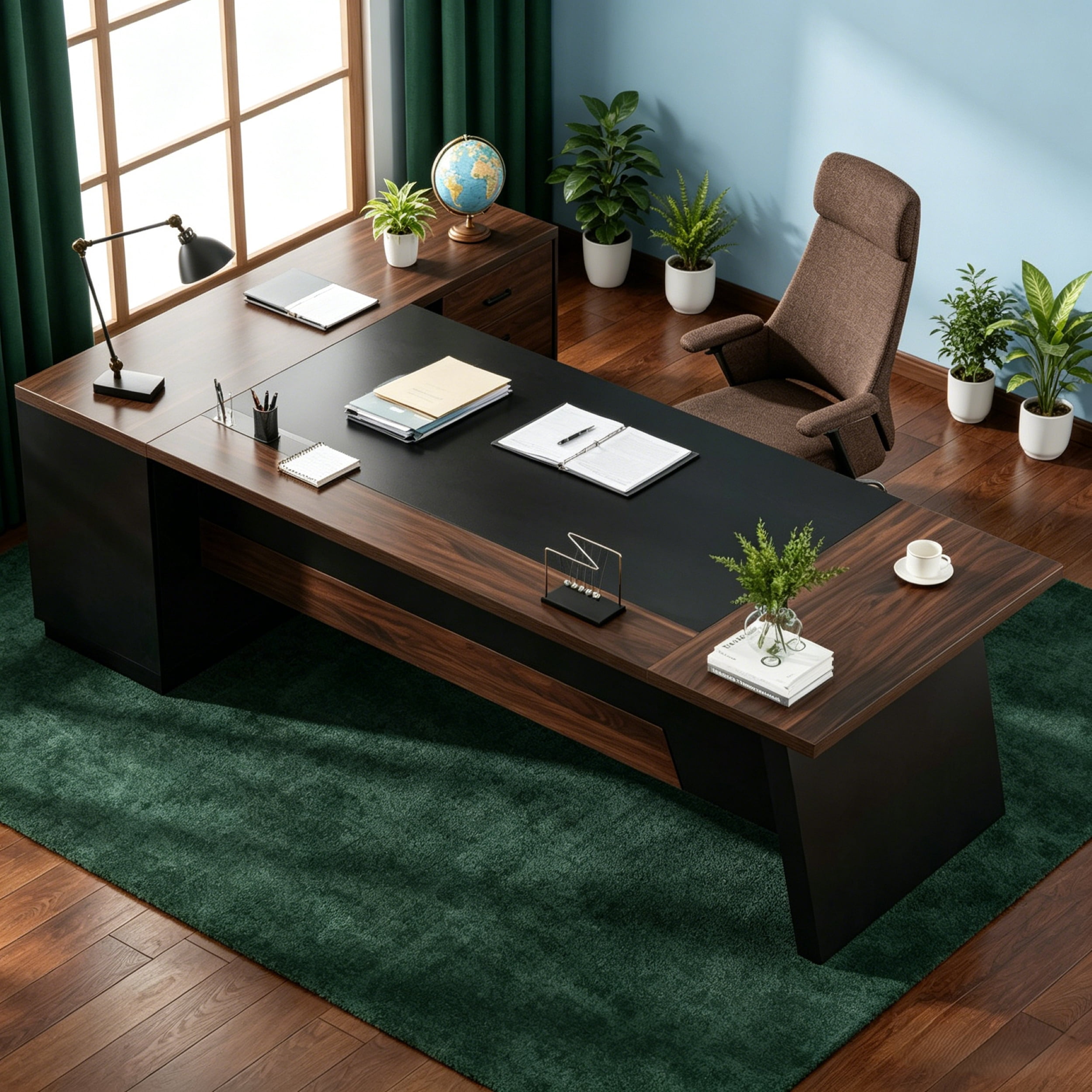 Fnova 78" L-Shaped Executive Desk with Drawers, Large Office Desk with Storage, Modern Business Desk for Home Office and Commercial Use