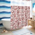 thumbnail image 5 of No Hook Shower Curtain, Farmhouse Red Shower Curtains for Bathroom with See Through Top Window, Vintage Flower Leaf Botanical Plant Waterproof & Washable Bath Curtain Extra Long 72"x96", 5 of 9