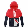 thumbnail image 4 of Water Resistant Color Block Windbreaker Jacket for Men, Adjustable Hood Zip Up Light Coat for Weekend Jogging Sports Red M, 4 of 4