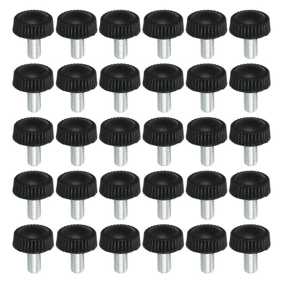 Uxcell M5x10mm Knurled Thumb Screws Clamping Screws Knobs Grip Bolts Fasteners for Furniture Hardware Black 30 Pack