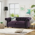 thumbnail image 3 of Kyle Traditional Chesterfield Loveseat Sofa, Blackberry and Dark Brown, 3 of 6
