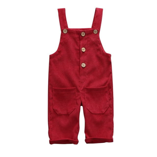 xiaxaixu Toddler Baby Corduroy Suspender Rompers Solid Color Adjustable Strap Pockets Overalls Spring Autumn Button Down Trousers