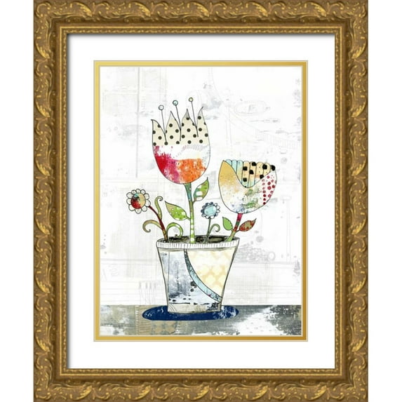 Ogren, Sarah 12x14 Gold Ornate Wood Framed with Double Matting Museum Art Print Titled - Flower Pot