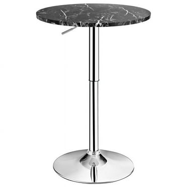 Resenkos 360° Swivel Cocktail Pub Table with Sliver Leg and Base-Black, Dining Table, Kitchen Bar Height Table and Chairs for Dining Room, Small Space
