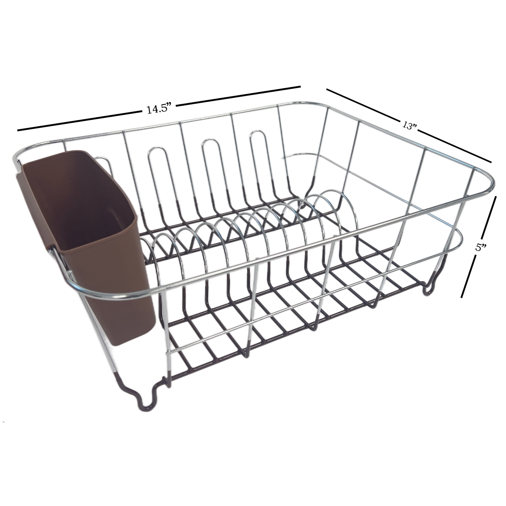 2 Piece Chrome Plated Steel Small Compact Dish Drainer, Bronze