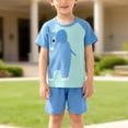 thumbnail image 6 of Hessimy Toddler Boy Cartoon Print Short Sleeve Top and Shorts 2 Piece Pajama Set,&nbsp;Pajama Set(Sky Blue,3-4 Years), 6 of 7