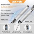 thumbnail image 3 of 2 Pack Electric Candle Lighters, Windproof Flameless & Double Safety Lock Design, USB Rechargeable Lighter with Extended Handle, Suitable for Candles, BBQ, Camping, Gas Stove, Festivals Gift (Silver), 3 of 7
