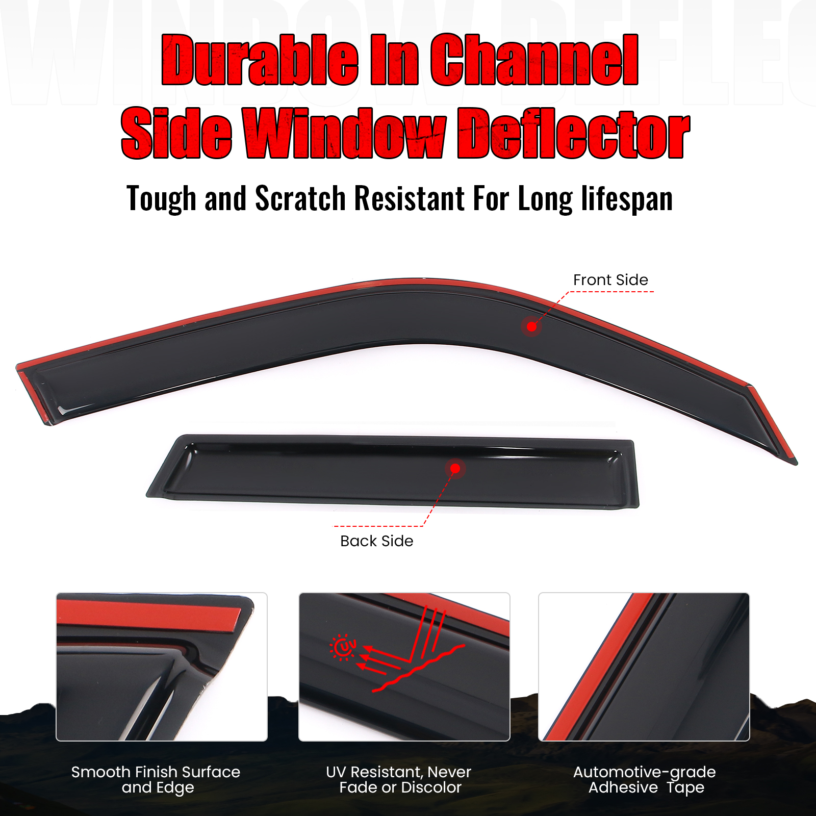 Ikon Motorsports In-Channel Window Visors Fits 2021-2026 Ford Bronco Sport, Slim Style Side Door Rain Vent Guard Deflectors, Acrylic Smoke 4PCS