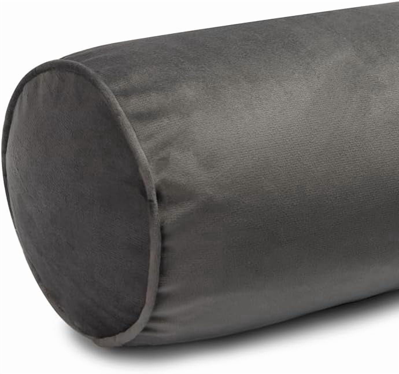 Roll Neck Pillow Velvet Round Bolster Pillow Cervical Support Pillows Neck Pain Relief Cylinder Pillows with Removable Washable Cover 16 Inches Long x 6 Inch Diameter