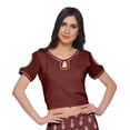 thumbnail image 3 of Moomaya Printed Rayon Cold Shoulder Crop Top And Skirt Ethnic Set For Women, 3 of 6