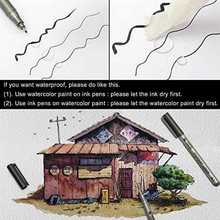 Mincho Set of 10 Black Micro-Pen Fineliner Ink Pens - Waterproof Archival Ink Micro Fine Point Liner Pen, Multiliner - Sketching, Anime, Artist