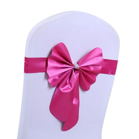 - Elastic Mercerized Leather Rabbit Bow Chair Cover Sash Bands Wedding Party Decor