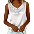 thumbnail image 5 of WULMLEO Women's Elegant Silk Satin Tank Tops Sleeveless Cowl Neck Dressy Casual Blouses White L, 5 of 6