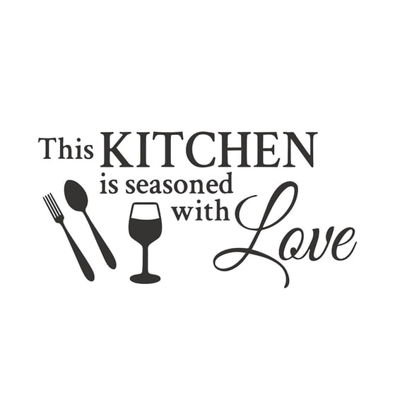 JoyMoreHome Kitchen Wall Decor Stickers Kitchen Quotes this Kitchen is Seasoned with Love Removable Wall Decals Vase Wall Sticker for Dinning Room Kitchen Restaurants Home Wall Decorations