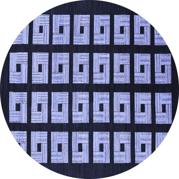 Ahgly Company Indoor Round Abstract Blue Modern Area Rugs, 4' Round
