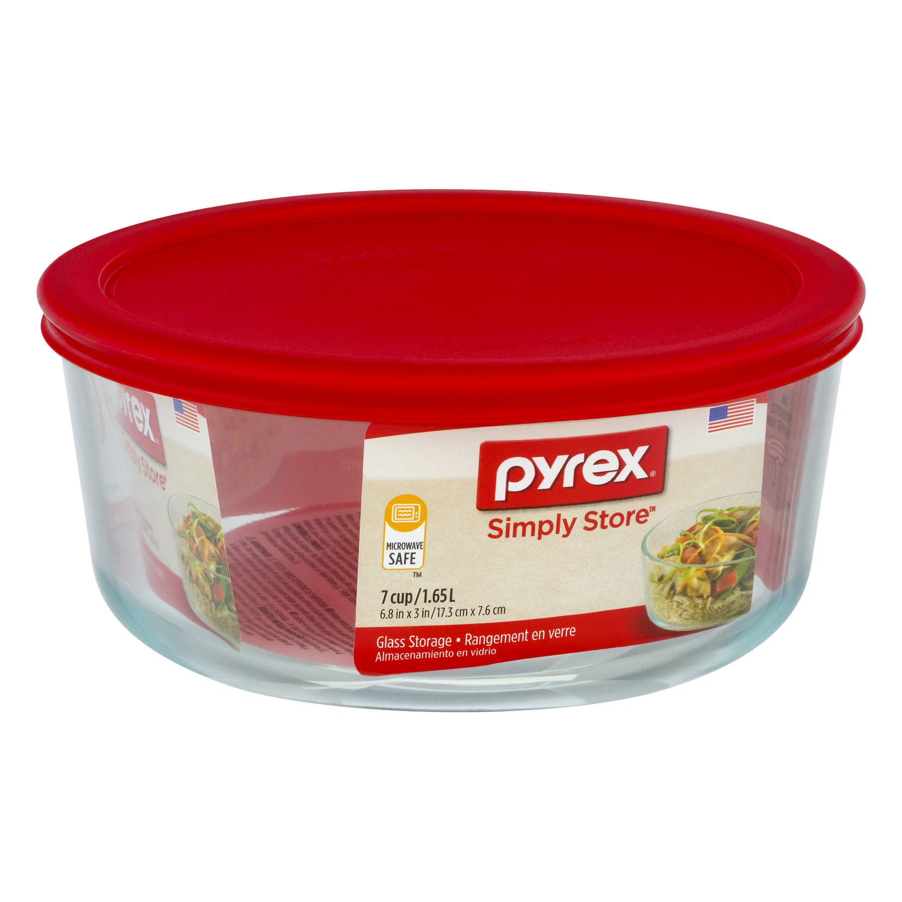 Pyrex Simply Store 7-Cup Glass Food Storage Container, Red photo 3