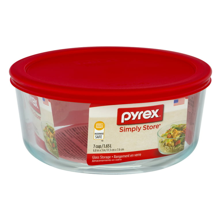  Pyrex Pack of 2 Containers, Clear, Plus 7-Cup Round