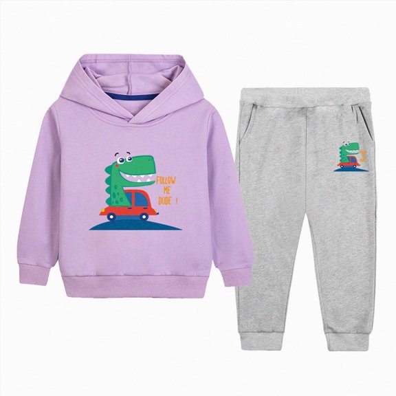 Toddler Boys Clothes Long Sleeve Sweatshirt & Pants Casual Kids Boy Fall Winter Outfits Set,casual kids clothes(Purple,4-5 Years)