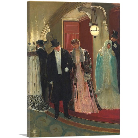 ARTCANVAS Exit From The Lodge Of The Opera Canvas Art Print by Jean Beraud - Size: 26" x 18" (0.75" Deep)
