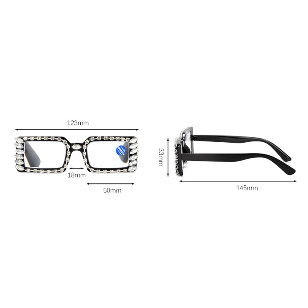 3 Pairs of Women Silver Rhinestone Brown Reading Glasses 1.00 Ladies Square Anti-Blue Light Readers +1.00 strength