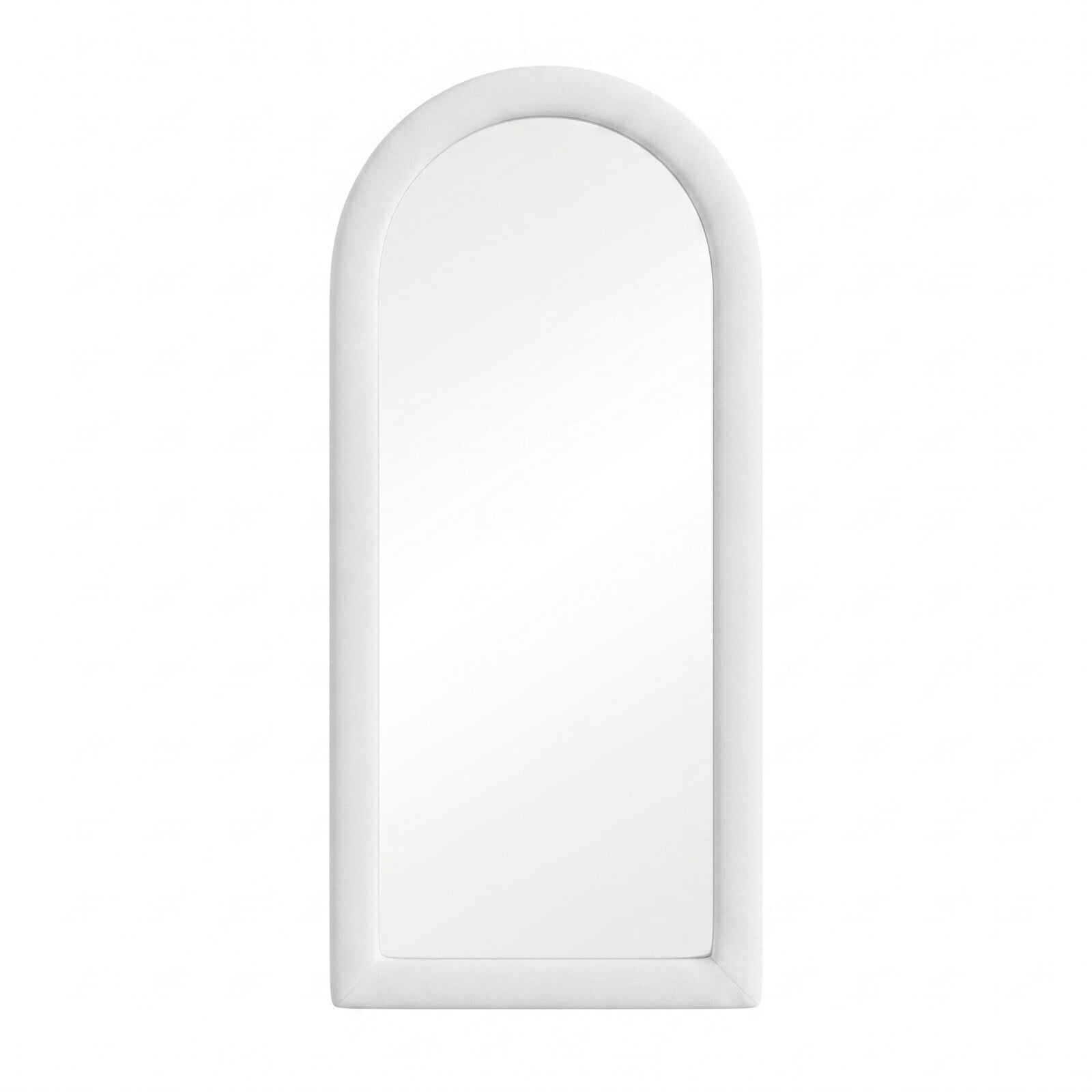 Gleamira 71"x32" Full Length Mirror Frame Arched Floor Mirror Flannel Wrapped Wooden Frame Hanging Leaning Mirror, White