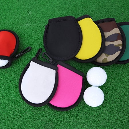FRCOLOR Black Neoprene Golf Ball Cleaning Pouch with 4 Pieces for Protection and Daily Use