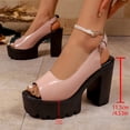 thumbnail image 5 of Lenago Women's Platform High Heel Sandals Open Toe Chunky Heel Slides Dress Shoes Backless Loafers Slip On for Summer Party Night Out Pink 5.5, 5 of 9
