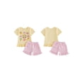 thumbnail image 2 of BemeyourBBs Toddler Baby Girl Back to School Outfit Baby First Day of School Kindergarten Outfit Baby Girl Summer Clothes Bow School Bus Embroidery Short Sleeve T Shirt Tops and Stripe Shorts Set, 2 of 9