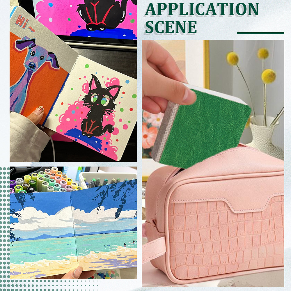 2 Pack 4x4 Inch Green Watercolor Sketchbook Watercolor Journal Book Imitation Leather Surface 26 Pages Texture Paper Sketchbook1set