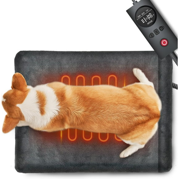 uncn Coussin Chauffant pour Chat Activé par Pression, 45x55 cm Tapis Chauffant Automatique pour Chiens avec Cordon Résistant aux Morsures, Imperméable et Lavable
