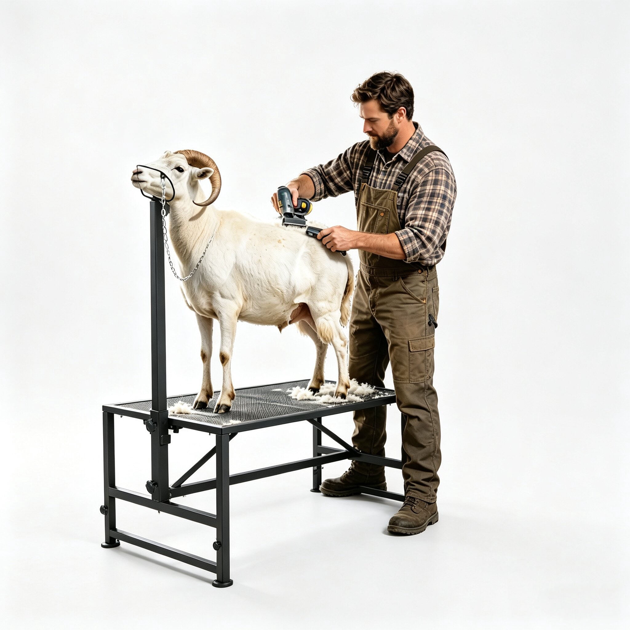 Fenbeli Goat Trimming Stand with Feed Bin, 600 lbs Capacity