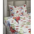 thumbnail image 2 of Ambesonne Colorful Fitted & Top Sheet Set with Sham, Parrots Iris and Roses, Multicolor, 2 of 4