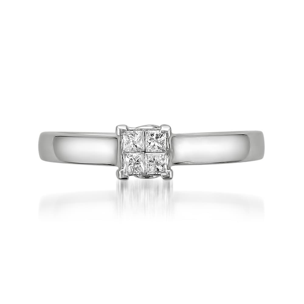 6.5 mm Cubic Zirconia White Gold Plated Brass Stud Earring.