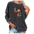 thumbnail image 2 of Offres de Liquidation! Aqestyerly Hauts de Noël pour Femmes Liquidation Mode Femmes Col Rond T-Shirt à Manches Longues Imprimé Chandail en Molleton Blouse Hauts, 2 of 5