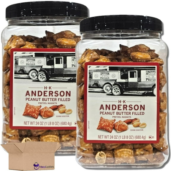 H.K. Anderson HK Peanut Butter Filled Pretzel Nuggets Value Pack | 24 Ounce Tub | Pack of 2