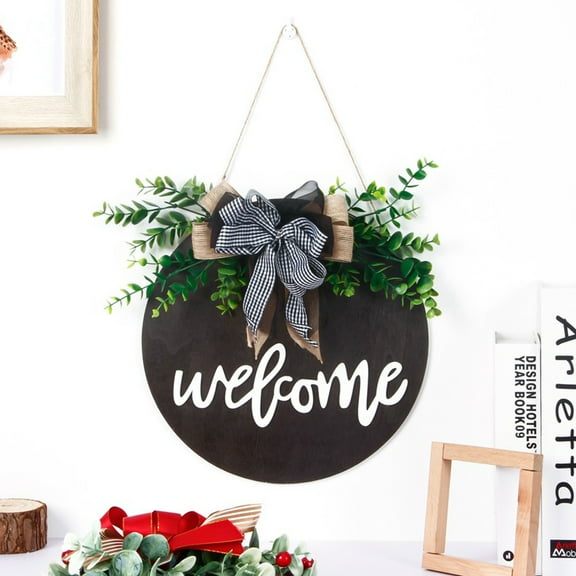 House Number Home Decor Wooden Board Hanging Ornament Spring Door Plaques Rustic Welcome Sign Coffee Welcome Sign