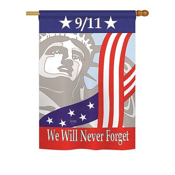 Breeze Decor H111060-BO September 11th Americana Patriotic Impressions Decorative Vertical 28" x 40" Double Sided House Fla