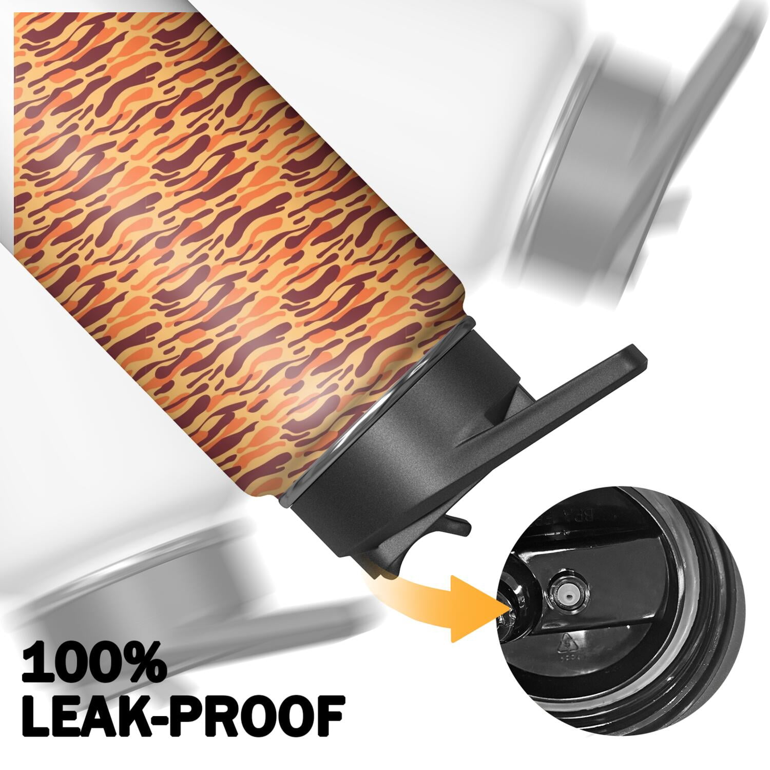 Leopard Print Insulated Stainless Steel Water Bottle with Straw & Cleaning Brush – 18 Oz | Leakproof, BPA-Free, 304 Stainless Steel, Wide Mouth, Travel Mug for Car, Gym, Office