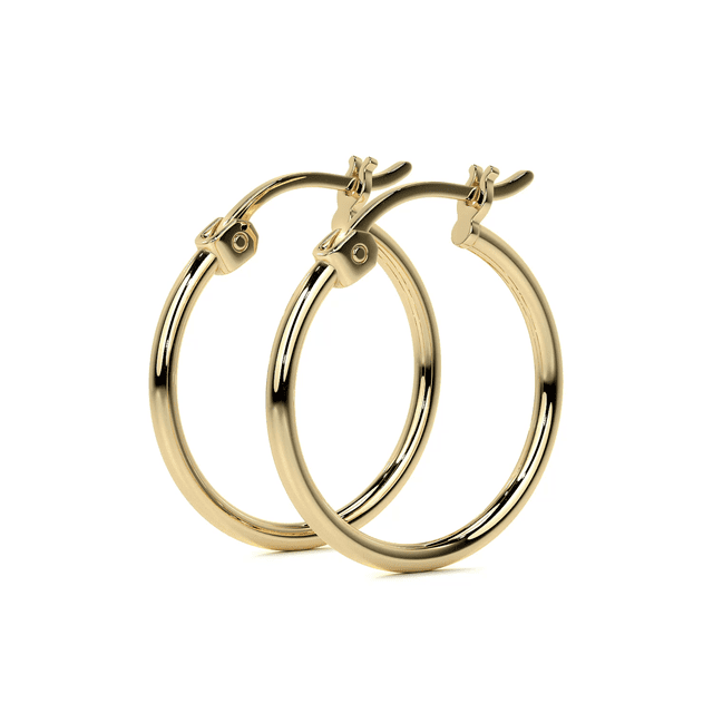Arete Arracada De Oro Para Niña De 10 Quilates Lisa 15 Mm