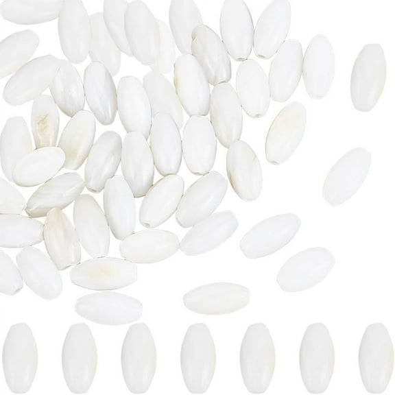 1 Box 100Pcs Natural Shell Spacer Bead Bulk White Mother of Pearl Shell Beads Sea Beach Cowrie Oval Cultured Loose Seed Beads for Jewelry Making DIY Friendship Bracelet Necklace DIY Gifts DIY