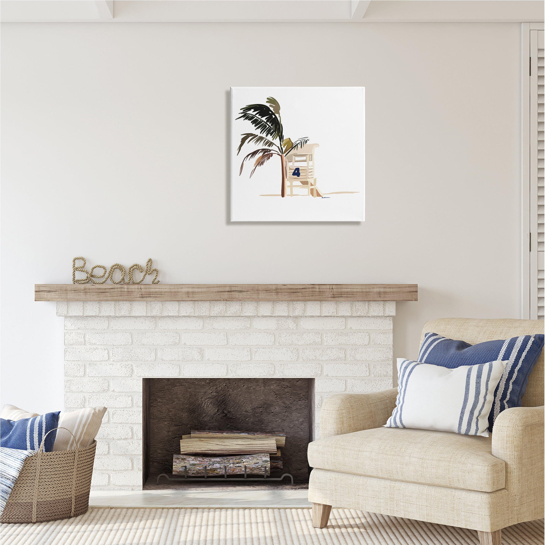 Stupell Industries Minimal Tropical Beach Botanical & Floral Painting Gallery Wrapped Canvas Print Wall Art, 24 x 24