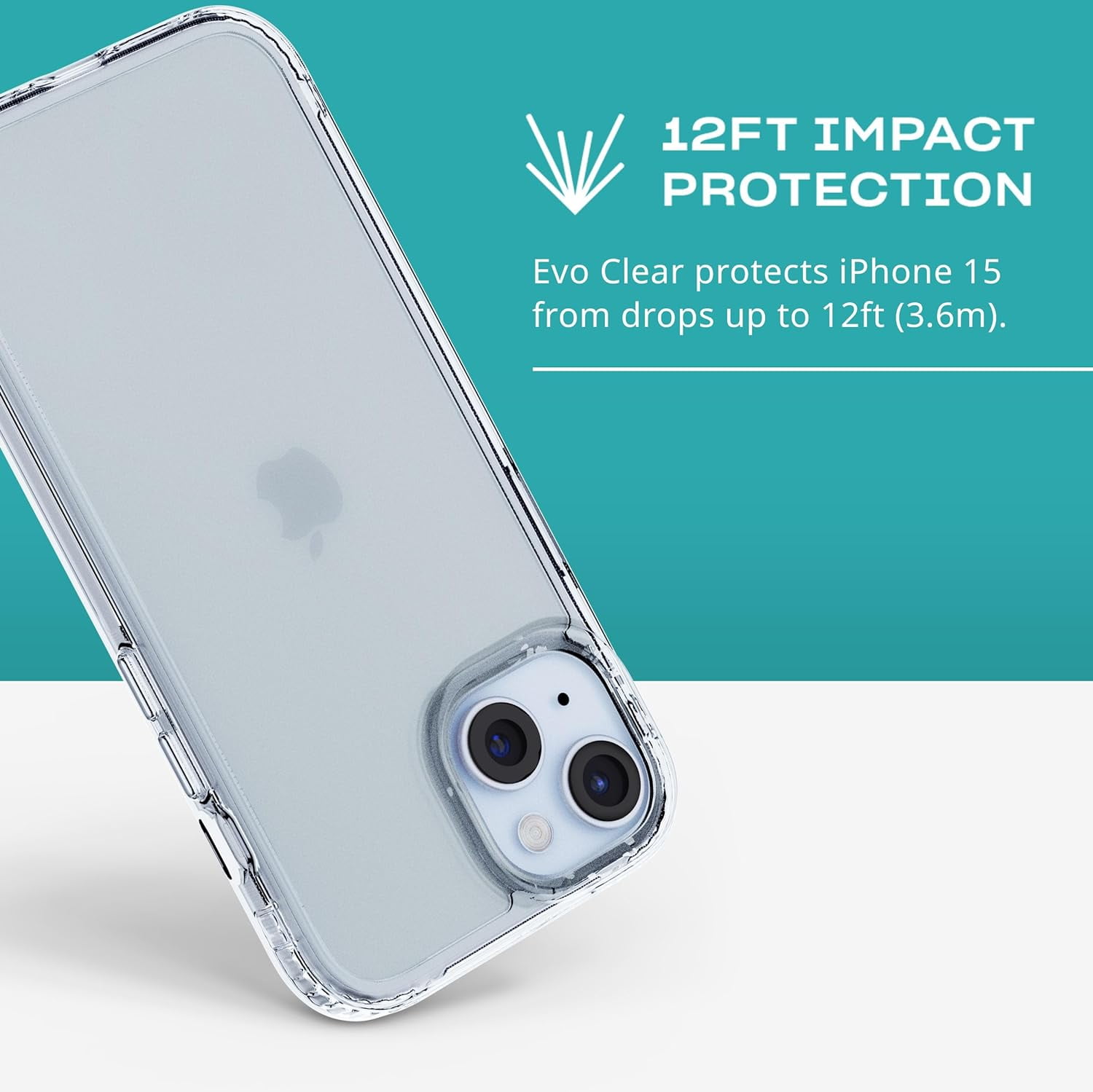 Tech21 Evo Clear Case for iPhone 15 - Crystal Clear, Protective Cover