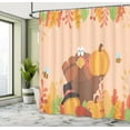 thumbnail image 4 of Ambesonne Thanksgiving Shower Curtain, Turkey Holding Pumpkin, 69"Wx84"L, Pale Peach Apricot, 4 of 4