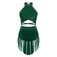 thumbnail image 5 of Kaerm Kids Girls Lyrical Dance Dress Sleeveless Sparkly Ballet Figure Ice Skating Dress Contemporary Green 8, 5 of 9
