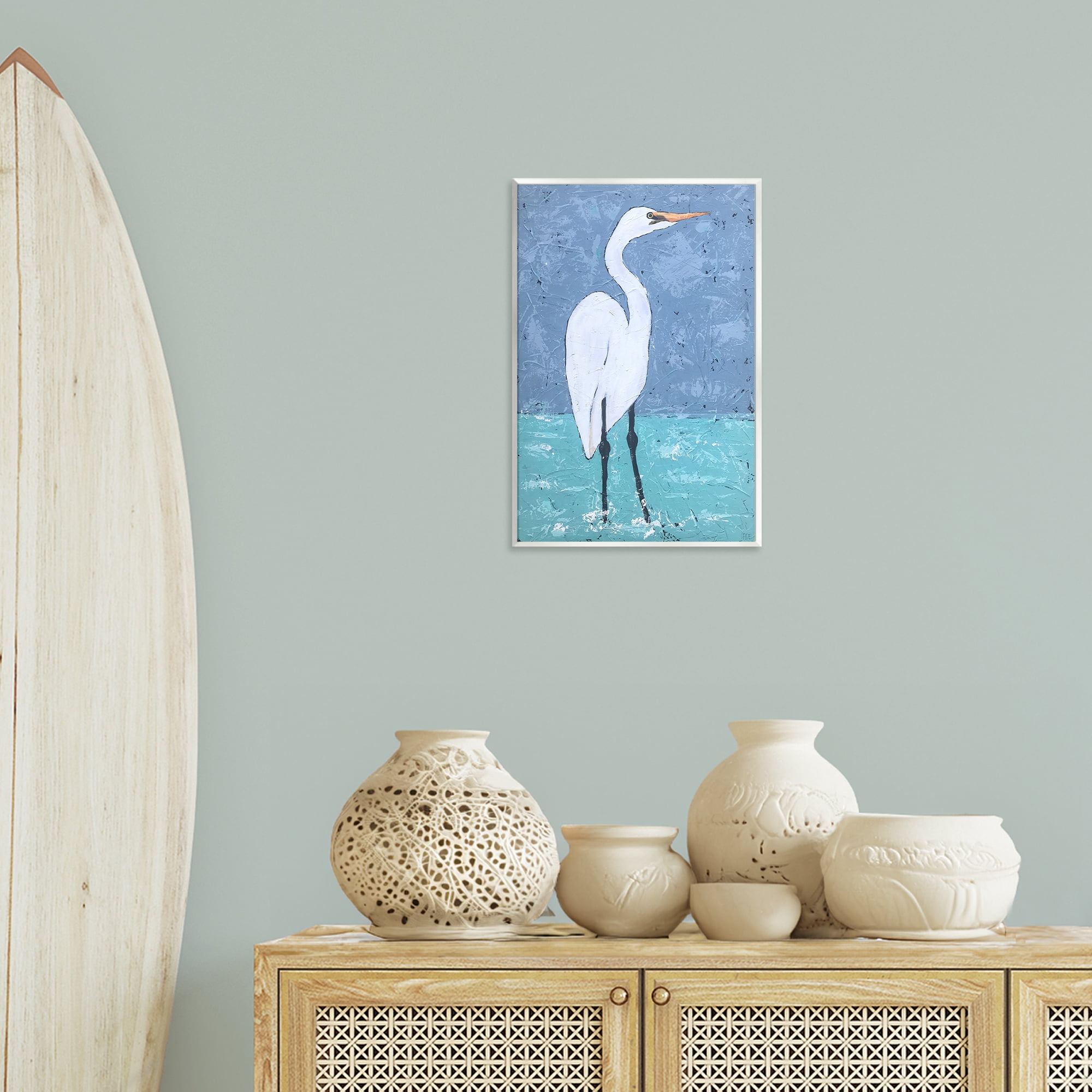 Stupell Industries Sea Heron Standing Animals & Insects Painting Unframed Art Print Wall Art, 13 x 19