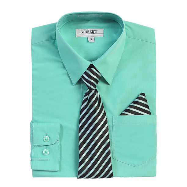 Gioberti Gioberti Boy S Long Sleeve Dress Shirt Stripe Tie Bow Tie And Hanky Walmart Com Walmart Com