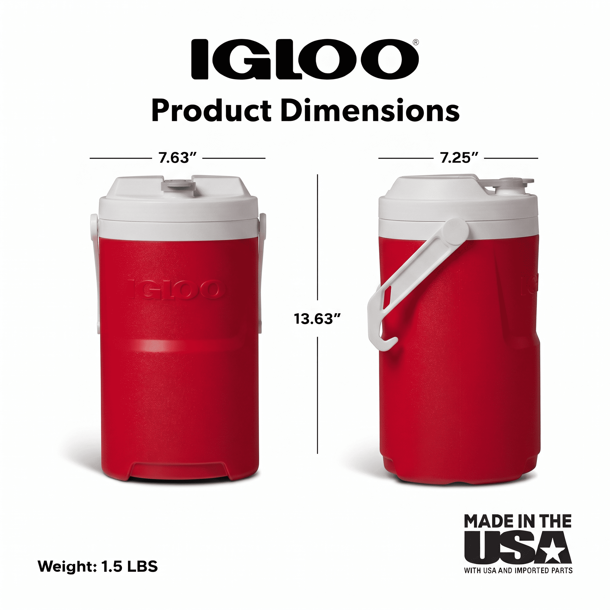 (2 pack) Igloo 1 Gallon Sports Plastic Beverage Jug with Hooks, Red