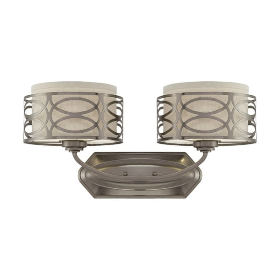 Nuvo 60-4722 - Harlow - 2 Light Vanity Fixture w/ Khaki Fabric Shades