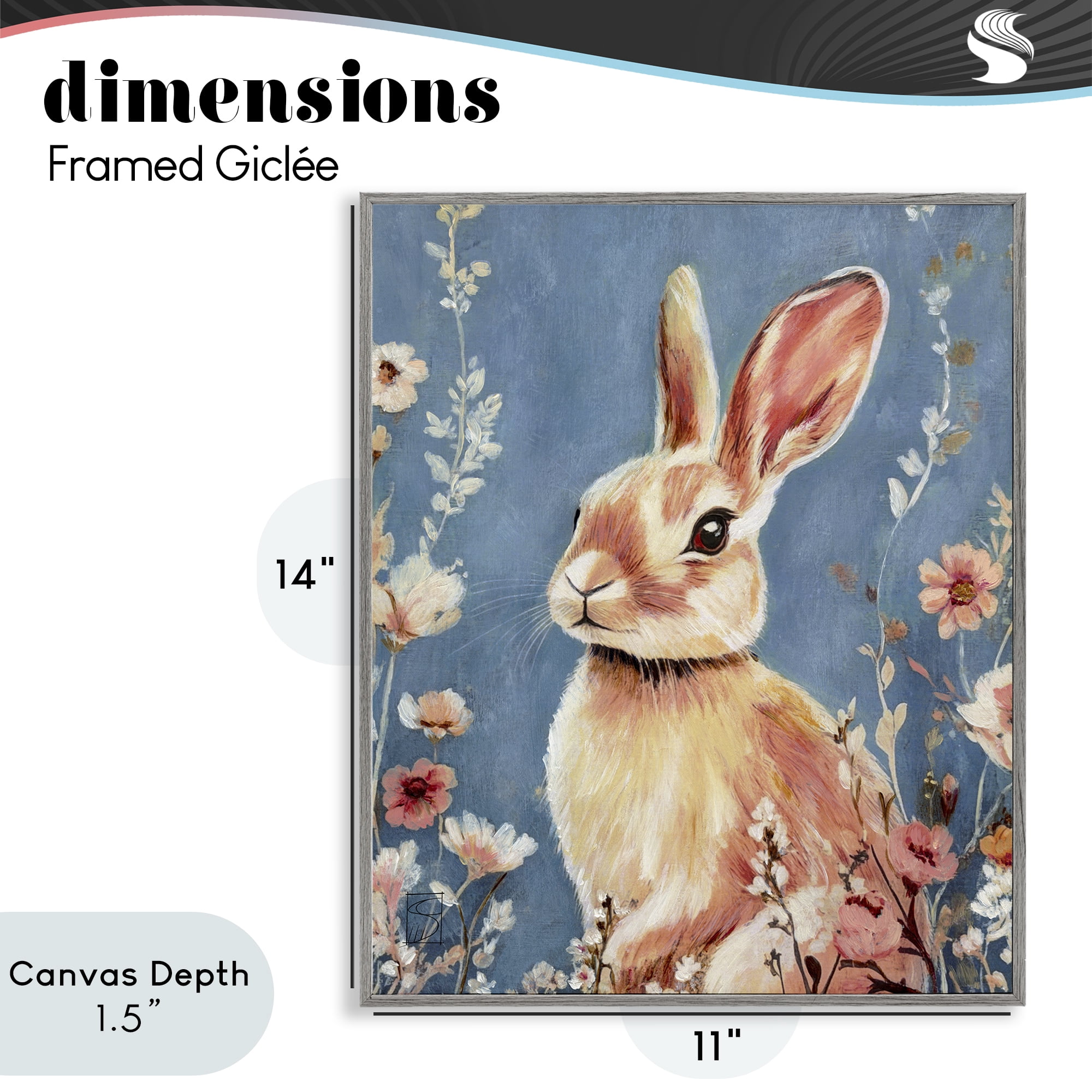 Stupell Industries Whimsical Rabbit on Blue Gray Framed Giclee Art, design by Sara Culpepper